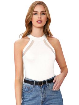 Odette - White Polyester Solid Top for Women