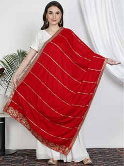 Moda Chales - Red and Golden Sequin Work Velvet Dupatta