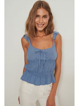 NA-KD - Shirred Top-Blue Dots