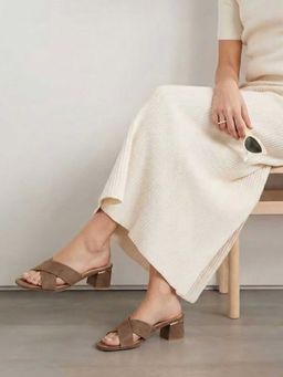 Lemon & Pepper - Beige Block Sandal Heels