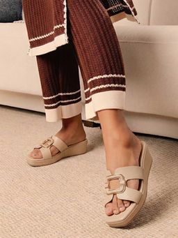 Lemon & Pepper - Beige Wedge Heels