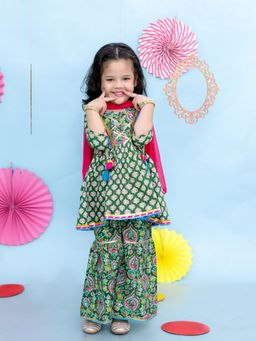 KID1 - Buti-Jaal Kurta & Sharara with Dupatta (Set of 3)