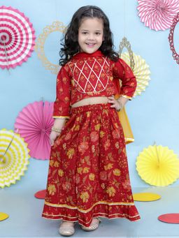KID1 - Gota Work Choli with Frill Lehenga & Dupatta (Set of 3)