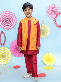 KID1 - Red Sequin Embroidered Kurta & Pyjama (Set of 2)