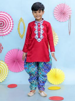 KID1 - Red Gota-Work Kurta with Dhoti (Set of 2)