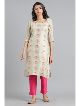 WISHFUL by W - Grey Printed Kurta