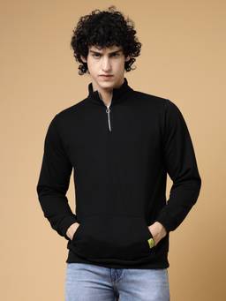 RIGO - Men Black Oversized Graphic Fleece Sweatshirt