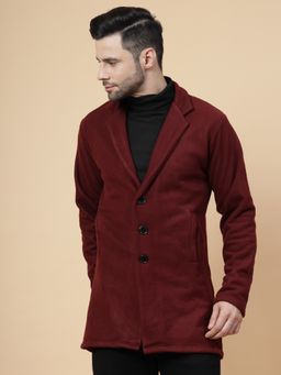 RIGO - Men Maroon Polar Fleece Overcoat