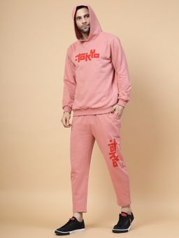RIGO - Men Pink Oversized Printed Fleece Co-ords (Set of 2)