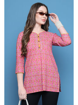 Rajnandini - Womens Pink Cotton Jaipuri Printed Tunic