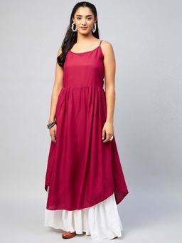 InWeave - Solid Pink Strappy Kurta