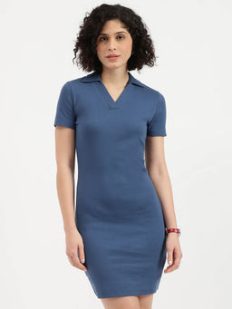 United Colors of Benetton - Johny Collar Solid T-Shirt Rib Dress