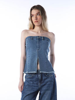 ONLY - Women's Solid Regular Fit Blue Top