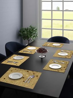 Saral Home - Unique Quality Viscose Dining Table Kitchen Placemats Pack of 6 (34 x 45 Cm, Gold)