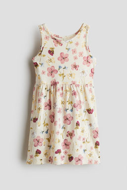 H&M - Girls Beige Patterned Jersey Dress