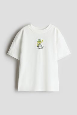H&M - Boys White Oversized Printed T-Shirt