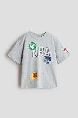 H&M - Boys Grey Oversized Printed T-Shirt