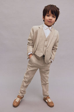 H&M - Boys Beige Slim Fit Suit Trousers