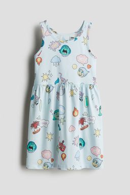 H&M - Girls Blue Printed Cotton Dress