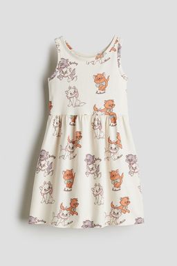 H&M - Girls Beige Printed Cotton Dress