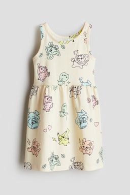 H&M - Girls Beige Printed Cotton Dress