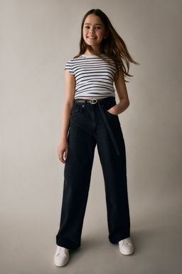 H&M - Girls Black Wide Leg Jeans