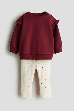 H&M - Boys Red 2-Piece Sweatshirt And Leggings Set