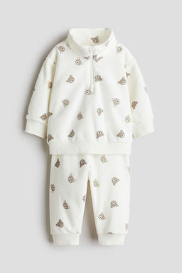 H&M - Boys White 2-Piece Fleece Set