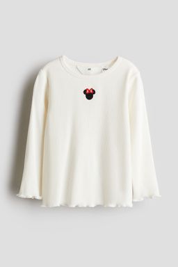 H&M - Girls White Long-Sleeved Printed Top