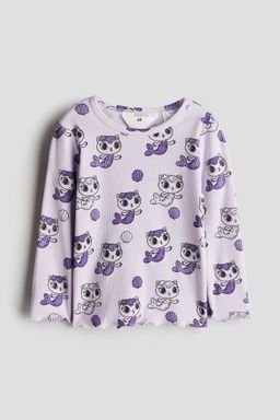 H&M - Girls Purple Long-Sleeved Printed Top