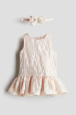 H&M - Girls Pink 2-Piece Jacquard-Weave Set
