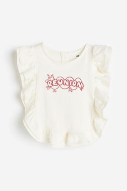 H&M - Girls White Flounce-Trimmed Vest Top