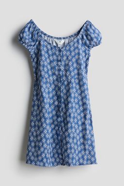 H&M - Girls Blue Puff-Sleeved Skater Dress