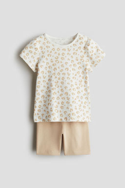 H&M - Girls Beige 2-Piece Cotton Jersey Set