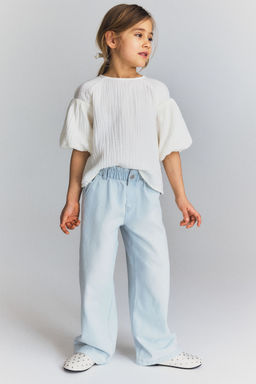 H&M - Girls Turquoise Wide Leg Paper Bag Jeans