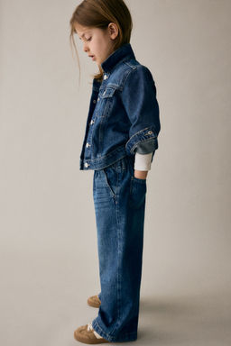 H&M - Girls Blue Wide Leg Paper Bag Jeans
