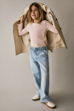 H&M - Girls Blue Wide Leg Paper Bag Jeans