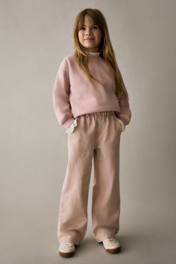 H&M - Girls Pink Wide Leg Paper Bag Jeans