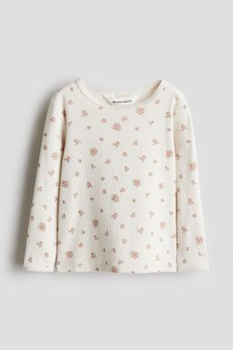 H&M - Girls White Ribbed Cotton Top