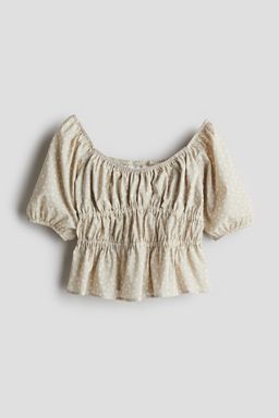 H&M - Girls Beige Peplum Cotton Blouse