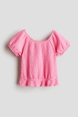 H&M - Girls Pink Puff-Sleeved Top