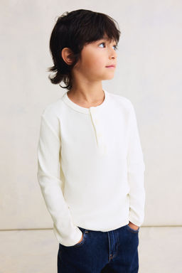 H&M - Boys White Cotton Henley Top