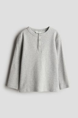 H&M - Boys Grey Cotton Henley Top