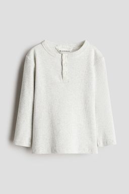 H&M - Boys Grey Cotton Henley Top