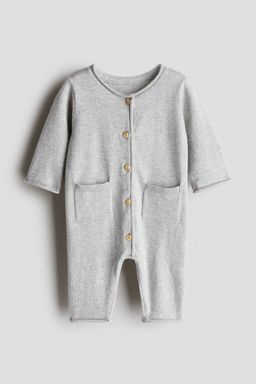 H&M - Boys Grey Fine-Knit Cotton Romper Suit