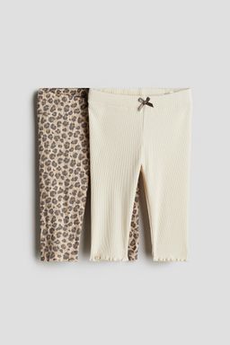 H&M - Girls 2-Pack Ribbed Cotton Leggings