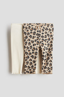 H&M - Girls 2-Pack Ribbed Cotton Leggings