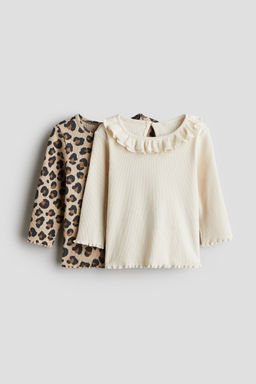 H&M - Girls 2-Pack Ribbed Jersey Tops