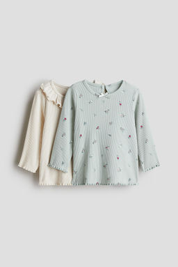 H&M - Girls 2-Pack Ribbed Jersey Tops