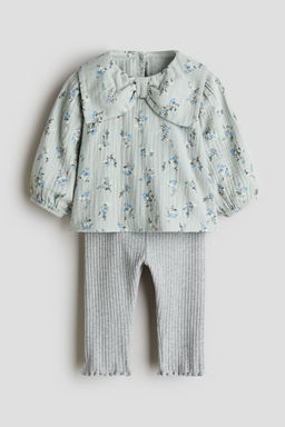 H&M - Girls Multi-Color 2-Piece Blouse And Leggings Set